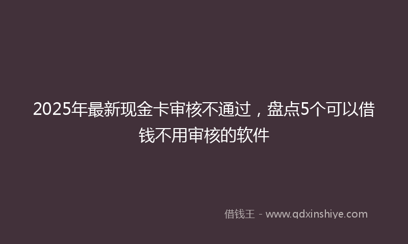 2025年最新现金卡审核不通过，盘点5个可以借钱不用审核的软件