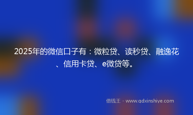 2025年的微信口子有：微粒贷、读秒贷、融逸花、信用卡贷、e微贷等。
