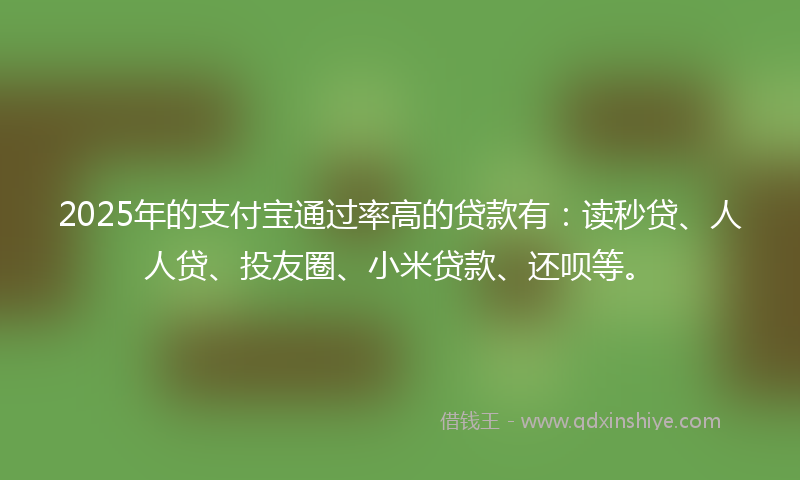 2025年的支付宝通过率高的贷款有：读秒贷、人人贷、投友圈、小米贷款、还呗等。