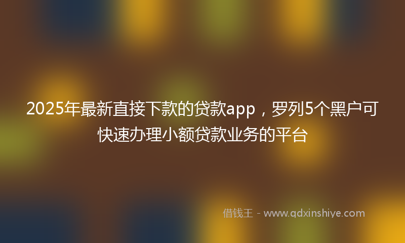 2025年最新直接下款的贷款app，罗列5个黑户可快速办理小额贷款业务的平台