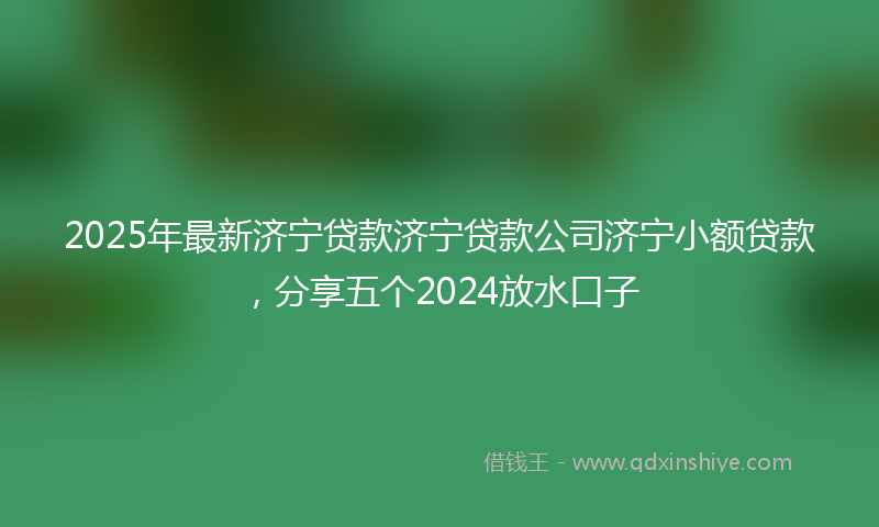 2025年最新济宁贷款济宁贷款公司济宁小额贷款，分享五个2024放水口子