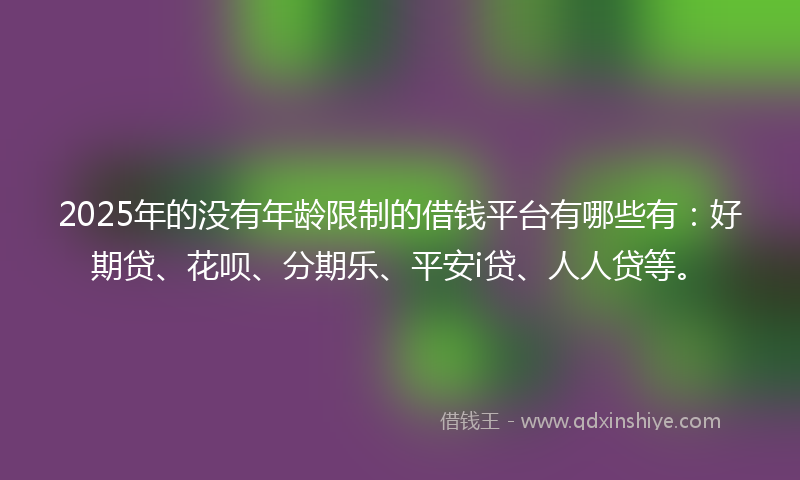 2025年的没有年龄限制的借钱平台有哪些有：好期贷、花呗、分期乐、平安i贷、人人贷等。