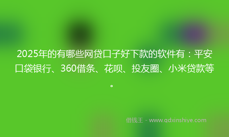 2025年的有哪些网贷口子好下款的软件有：平安口袋银行、360借条、花呗、投友圈、小米贷款等。