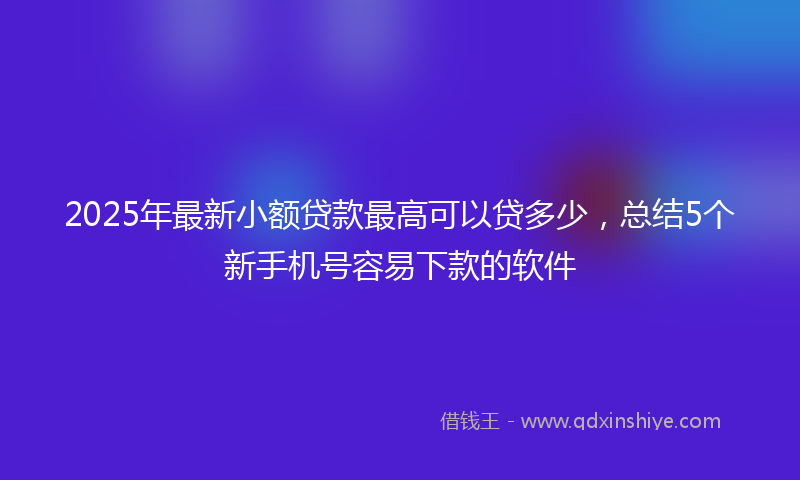 2025年最新小额贷款最高可以贷多少，总结5个新手机号容易下款的软件