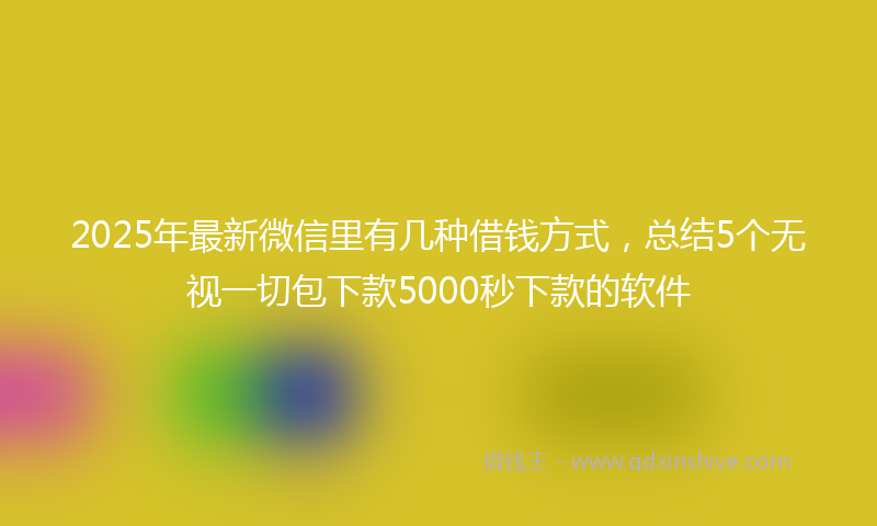2025年最新微信里有几种借钱方式，总结5个无视一切包下款5000秒下款的软件