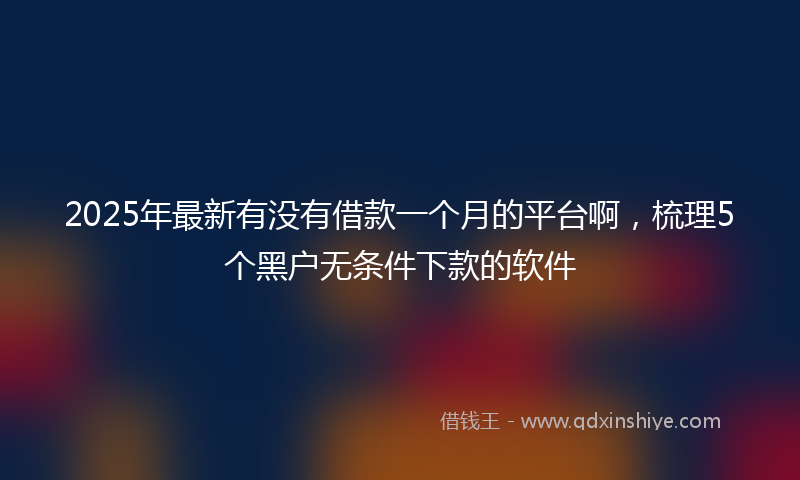 2025年最新有没有借款一个月的平台啊，梳理5个黑户无条件下款的软件