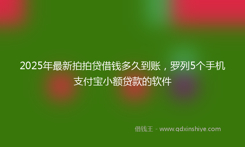 2025年最新拍拍贷借钱多久到账，罗列5个手机支付宝小额贷款的软件