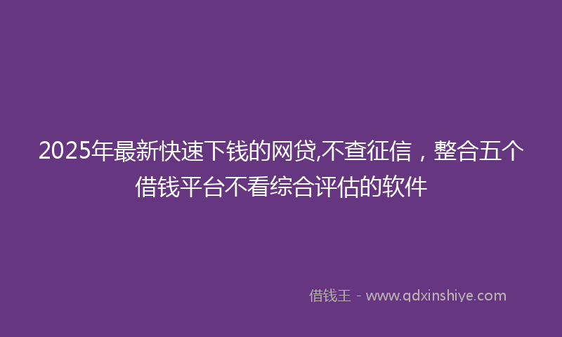 2025年最新快速下钱的网贷,不查征信，整合五个借钱平台不看综合评估的软件