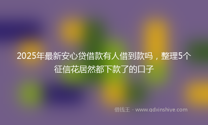 2025年最新安心贷借款有人借到款吗，整理5个征信花居然都下款了的口子