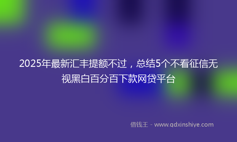 2025年最新汇丰提额不过，总结5个不看征信无视黑白百分百下款网贷平台