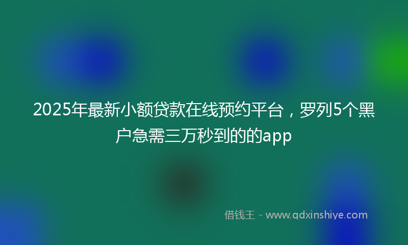 2025年最新小额贷款在线预约平台，罗列5个黑户急需三万秒到的的app