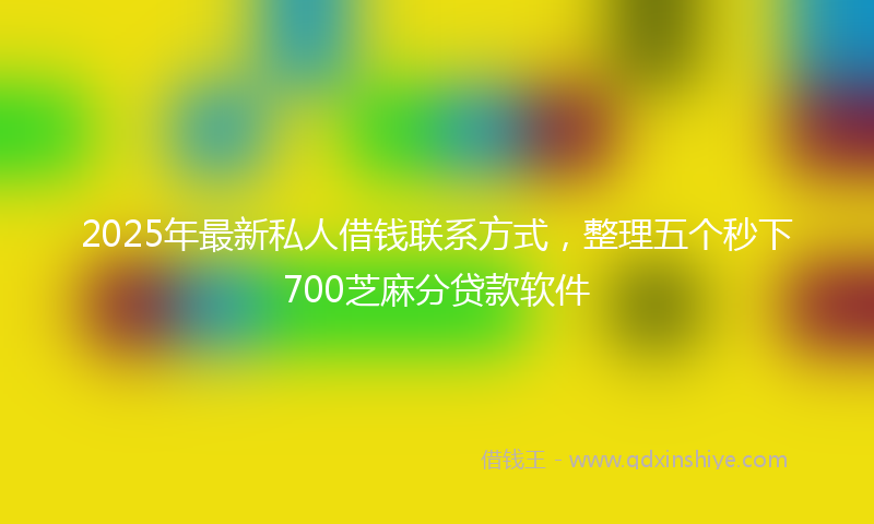 2025年最新私人借钱联系方式，整理五个秒下700芝麻分贷款软件