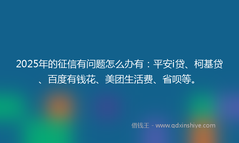 2025年的征信有问题怎么办有：平安i贷、柯基贷、百度有钱花、美团生活费、省呗等。