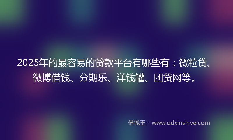 2025年的最容易的贷款平台有哪些有：微粒贷、微博借钱、分期乐、洋钱罐、团贷网等。