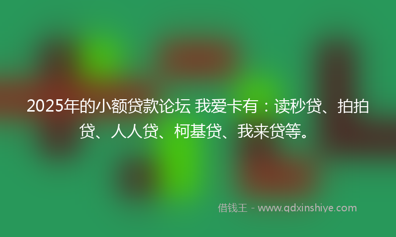 2025年的小额贷款论坛 我爱卡有：读秒贷、拍拍贷、人人贷、柯基贷、我来贷等。