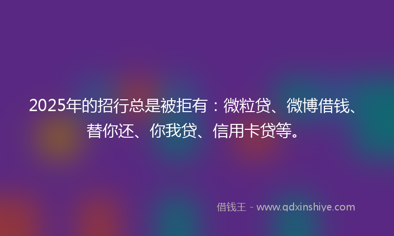 2025年的招行总是被拒有：微粒贷、微博借钱、替你还、你我贷、信用卡贷等。