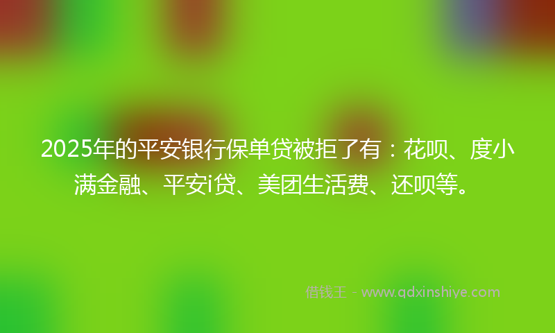 2025年的平安银行保单贷被拒了有：花呗、度小满金融、平安i贷、美团生活费、还呗等。