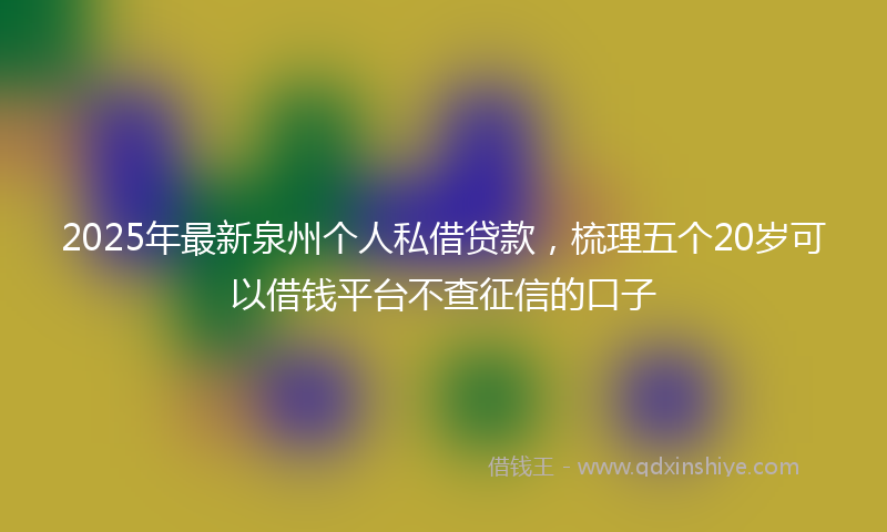 2025年最新泉州个人私借贷款，梳理五个20岁可以借钱平台不查征信的口子