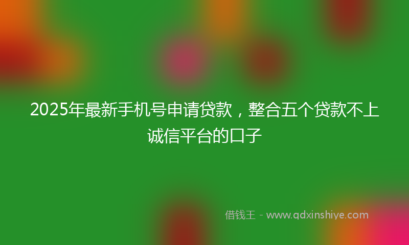 2025年最新手机号申请贷款，整合五个贷款不上诚信平台的口子