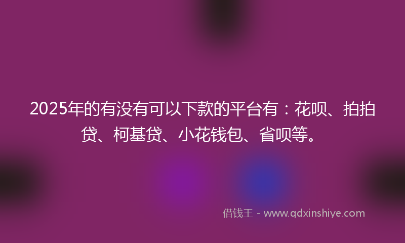 2025年的有没有可以下款的平台有：花呗、拍拍贷、柯基贷、小花钱包、省呗等。
