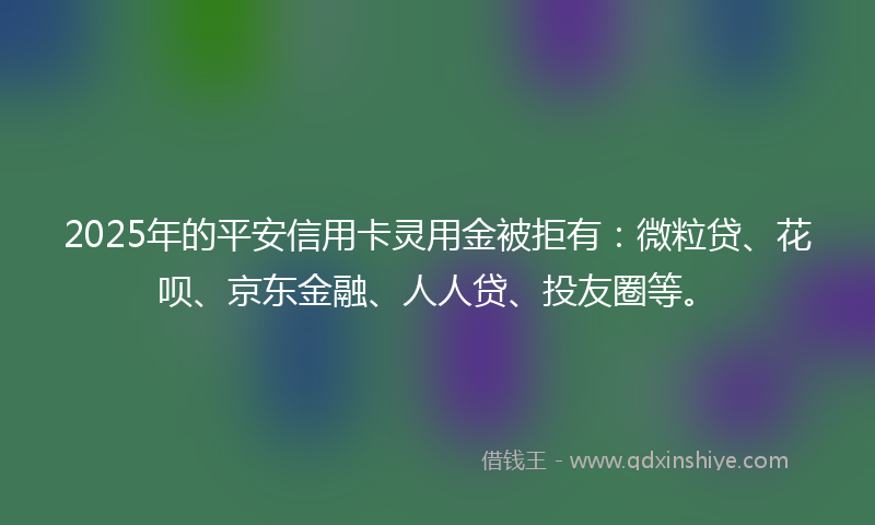 2025年的平安信用卡灵用金被拒有：微粒贷、花呗、京东金融、人人贷、投友圈等。