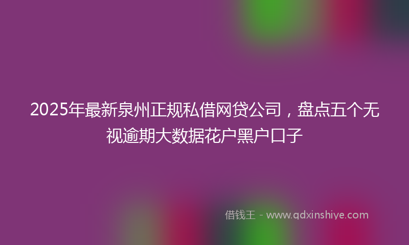 2025年最新泉州正规私借网贷公司，盘点五个无视逾期大数据花户黑户口子