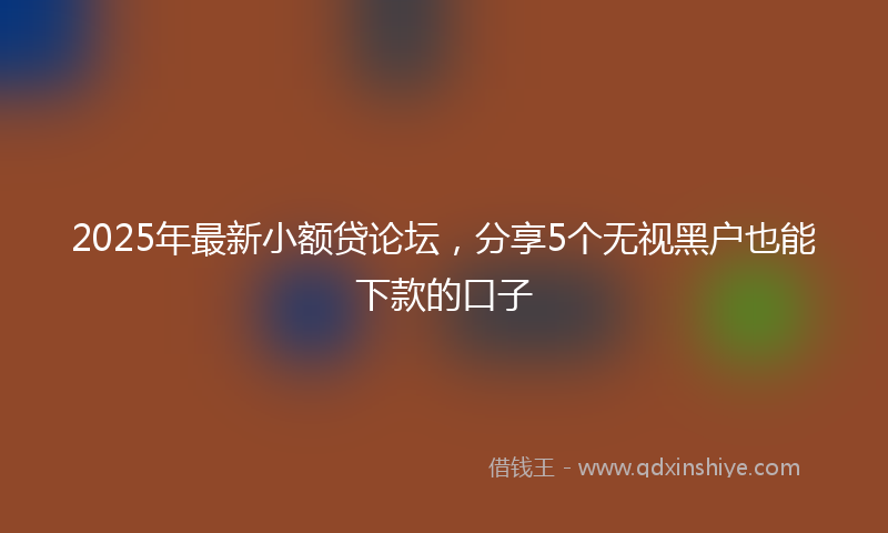 2025年最新小额贷论坛，分享5个无视黑户也能下款的口子
