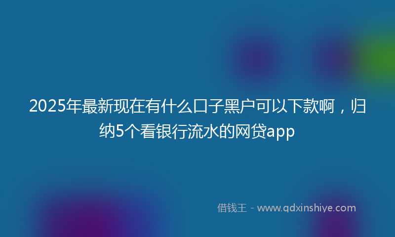 2025年最新现在有什么口子黑户可以下款啊，归纳5个看银行流水的网贷app