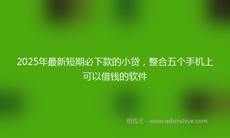 2025年最新短期必下款的小贷，整合五个手机上可以借钱的软件