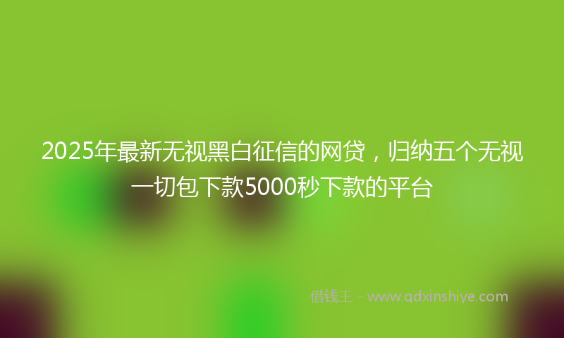 2025年最新无视黑白征信的网贷，归纳五个无视一切包下款5000秒下款的平台