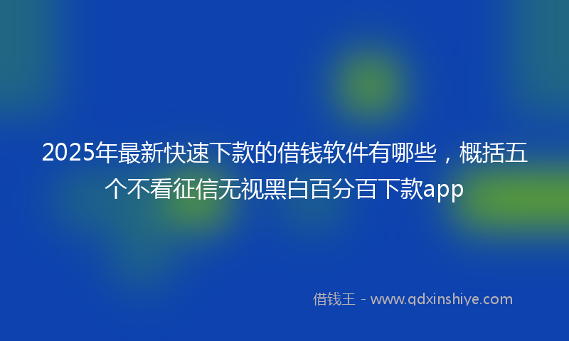 2025年最新快速下款的借钱软件有哪些，概括五个不看征信无视黑白百分百下款app