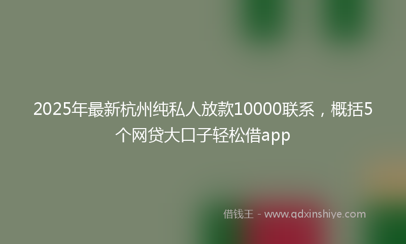 2025年最新杭州纯私人放款10000联系，概括5个网贷大口子轻松借app