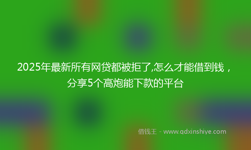 2025年最新所有网贷都被拒了,怎么才能借到钱，分享5个高炮能下款的平台