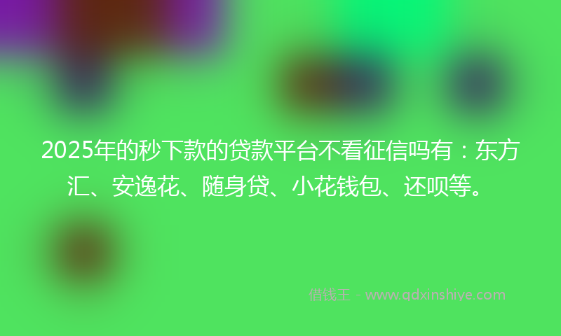 2025年的秒下款的贷款平台不看征信吗有：东方汇、安逸花、随身贷、小花钱包、还呗等。