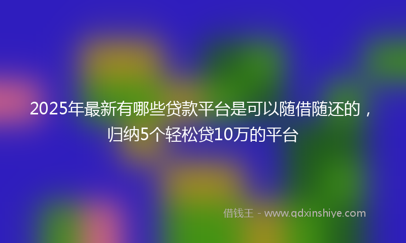 2025年最新有哪些贷款平台是可以随借随还的，归纳5个轻松贷10万的平台