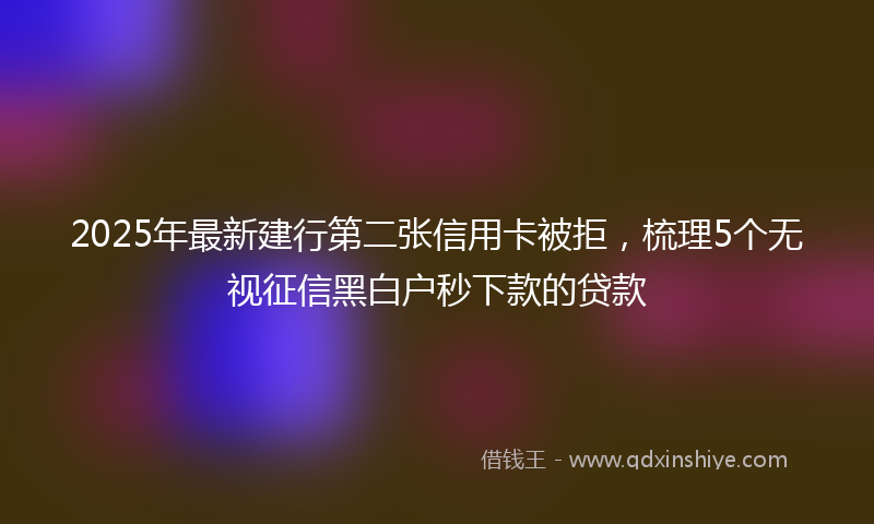 2025年最新建行第二张信用卡被拒，梳理5个无视征信黑白户秒下款的贷款