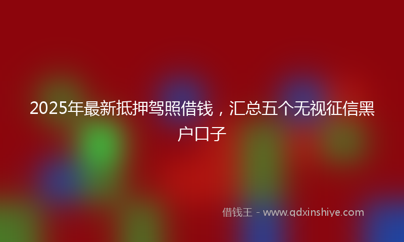 2025年最新抵押驾照借钱，汇总五个无视征信黑户口子