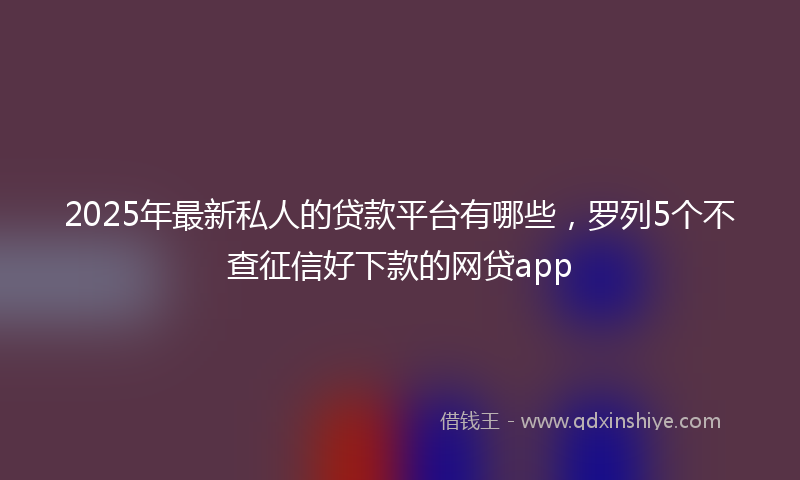 2025年最新私人的贷款平台有哪些，罗列5个不查征信好下款的网贷app