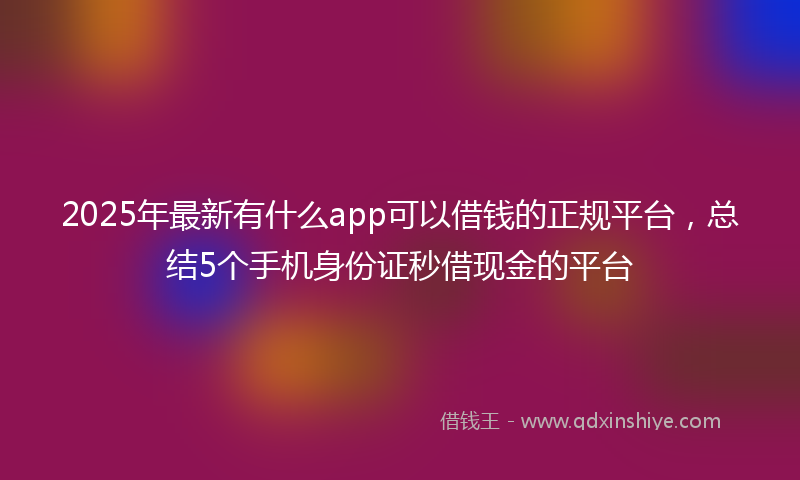 2025年最新有什么app可以借钱的正规平台，总结5个手机身份证秒借现金的平台