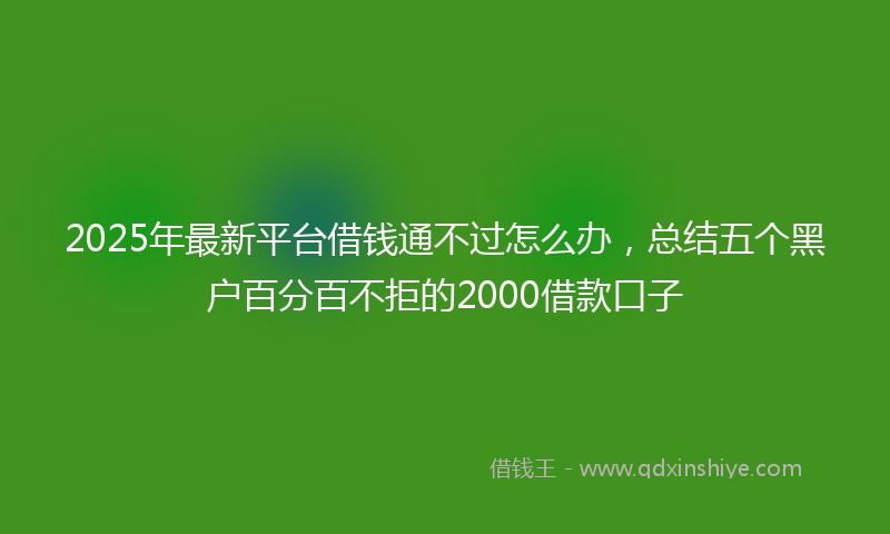 2025年最新平台借钱通不过怎么办，总结五个黑户百分百不拒的2000借款口子
