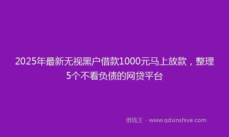 2025年最新无视黑户借款1000元马上放款，整理5个不看负债的网贷平台