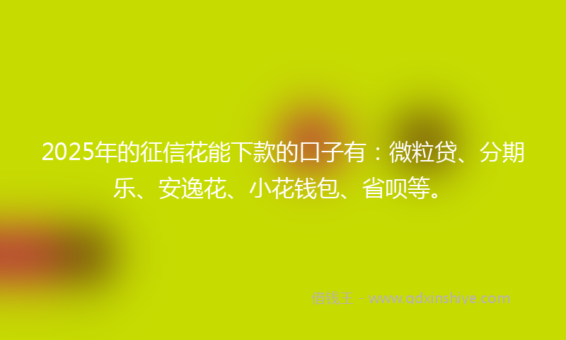 2025年的征信花能下款的口子有：微粒贷、分期乐、安逸花、小花钱包、省呗等。