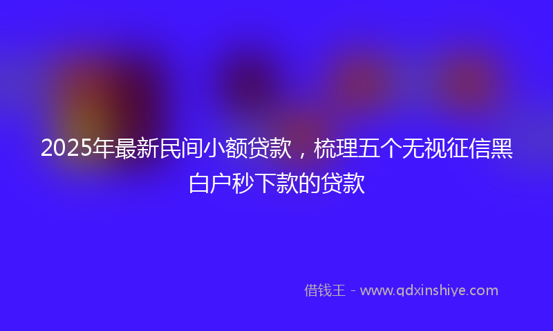 2025年最新民间小额贷款，梳理五个无视征信黑白户秒下款的贷款