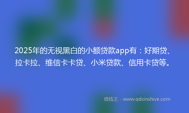 2025年的无视黑白的小额贷款app有：好期贷、拉卡拉、维信卡卡贷、小米贷款、信用卡贷等。