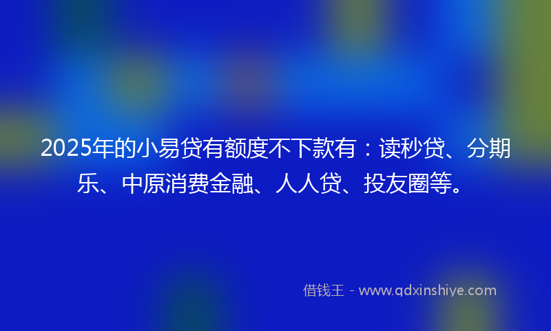2025年的小易贷有额度不下款有：读秒贷、分期乐、中原消费金融、人人贷、投友圈等。