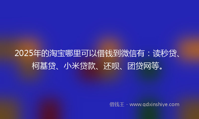 2025年的淘宝哪里可以借钱到微信有：读秒贷、柯基贷、小米贷款、还呗、团贷网等。