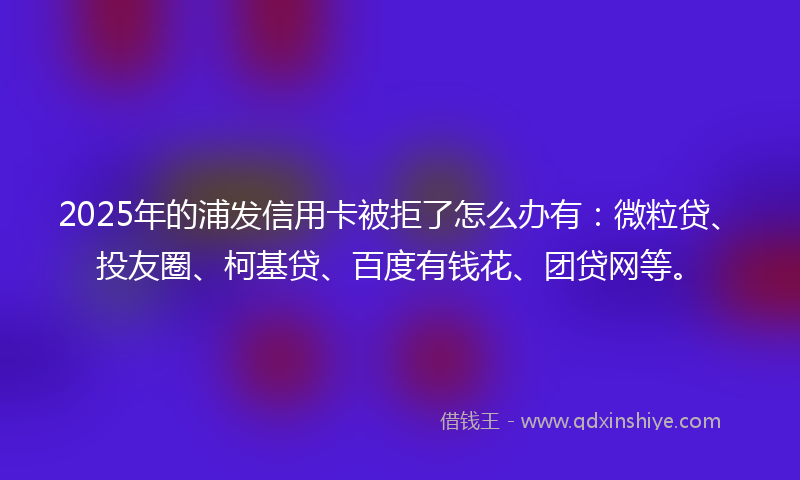 2025年的浦发信用卡被拒了怎么办有：微粒贷、投友圈、柯基贷、百度有钱花、团贷网等。