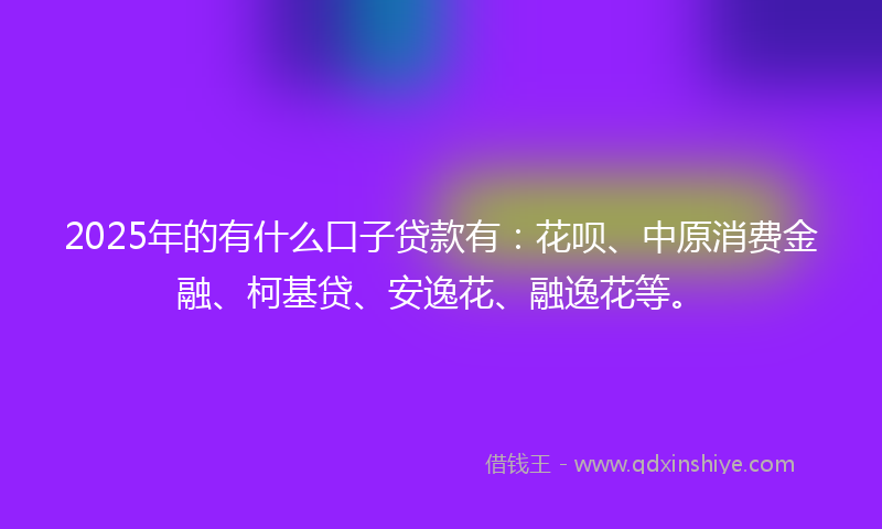 2025年的有什么口子贷款有：花呗、中原消费金融、柯基贷、安逸花、融逸花等。
