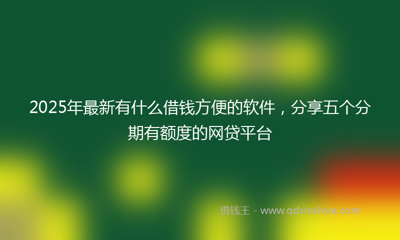 2025年最新有什么借钱方便的软件，分享五个分期有额度的网贷平台