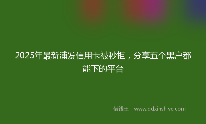 2025年最新浦发信用卡被秒拒，分享五个黑户都能下的平台